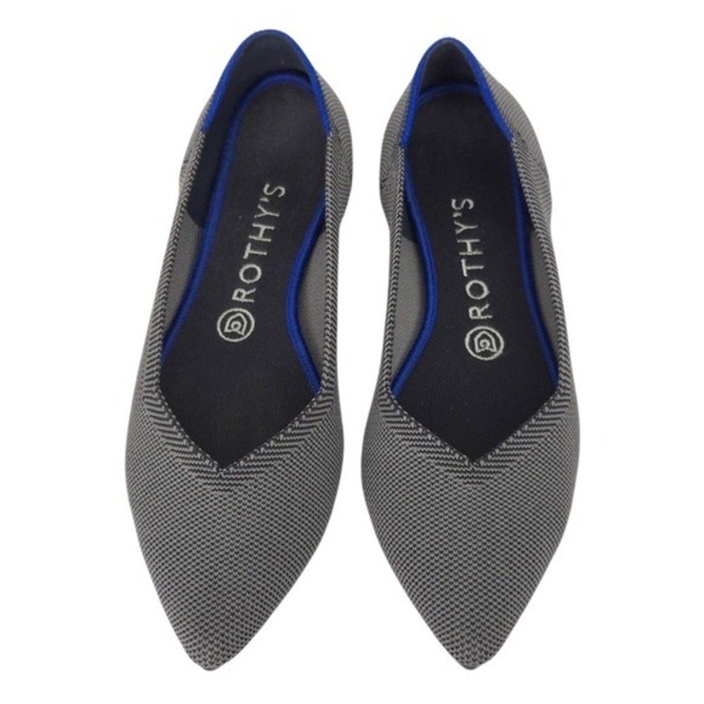 Rothy's Cloud Gray Birdseye The Point Woven Mesh Fabric Flats- Size 8.5‎